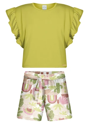 Alakazoo - Conjunto com Blusa de e Shorts Branco - ALAKAZOO