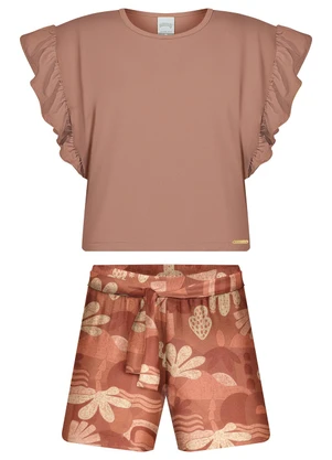 Alakazoo - Conjunto com Blusa de e Shorts Laranja - ALAKAZOO