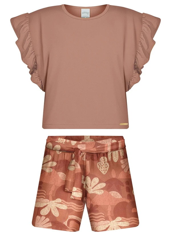 Alakazoo - Conjunto com Blusa de e Shorts Laranja