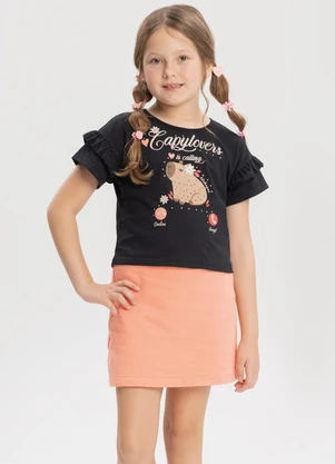 Alakazoo - Conjunto com Blusa de e Shorts Saia Preto - ALAKAZOO