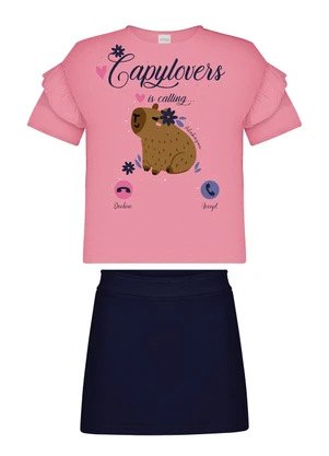 Alakazoo - Conjunto com Blusa de e Shorts Saia Rosa - ALAKAZOO