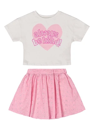 Quimby - Conjunto com Blusa de Strass e Saia Rosa - QUIMBY