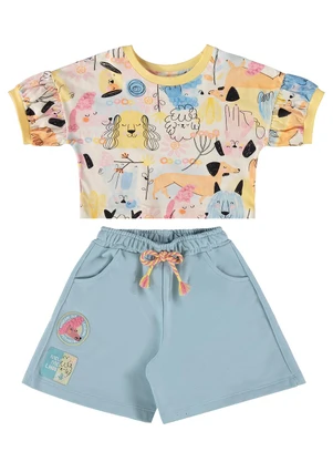 Três e Já - Conjunto com Blusa e Bermuda Bege - TRÊS E JÁ