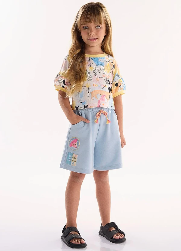 Três e Já - Conjunto com Blusa e Bermuda Bege 1