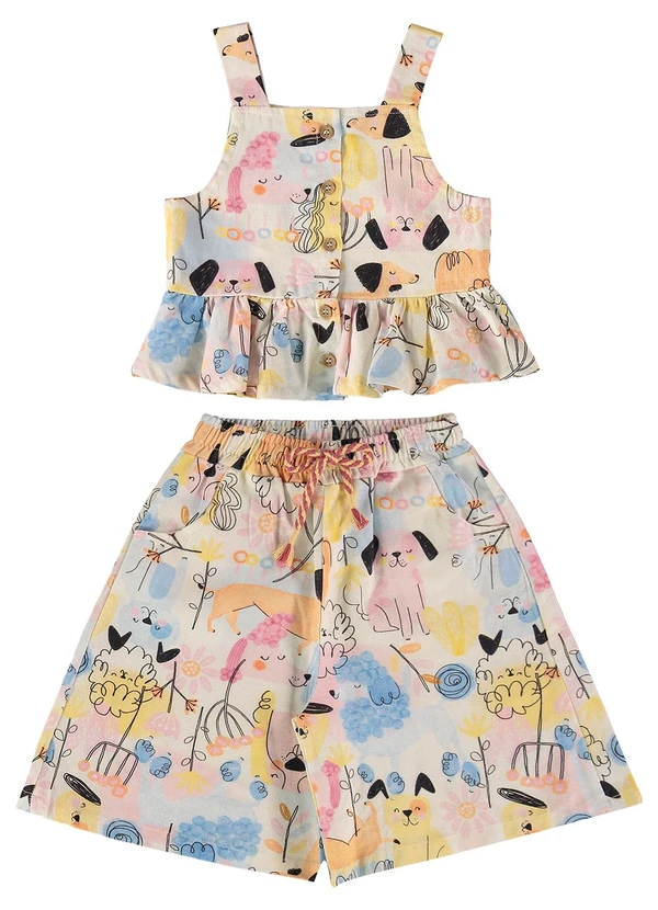 Três e Já - Conjunto com Blusa e Bermuda Bege 3