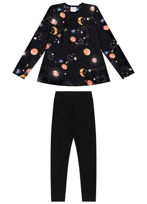 Alakazoo - Conjunto com Blusa e Calça Legging Preto - ALAKAZOO