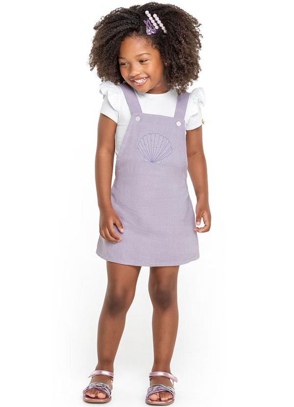 Alenice - Conjunto com Blusa e Jardineira Menina Branco