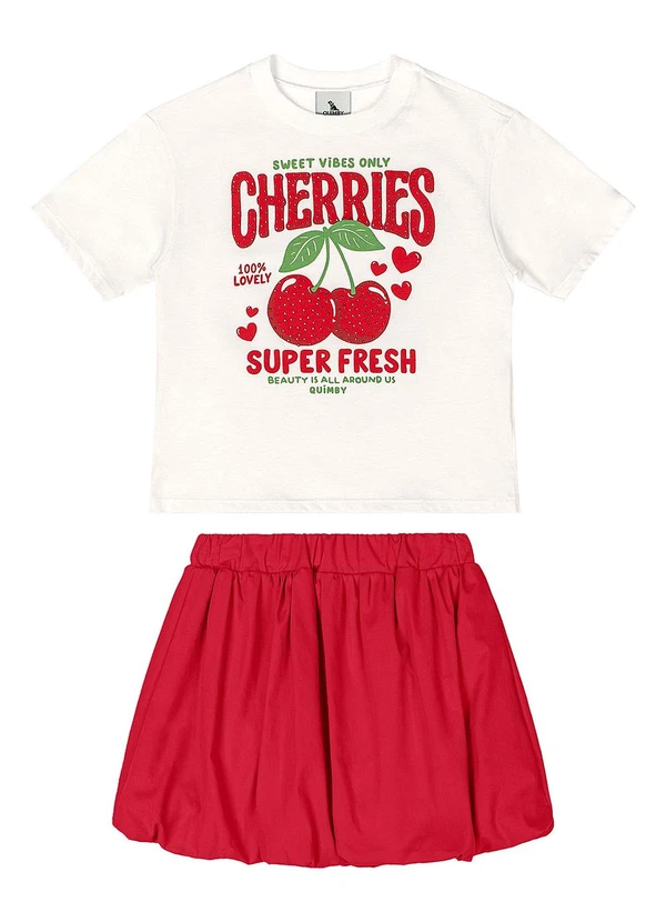 Quimby - Conjunto com Blusa e Saia Balonê Bege 2