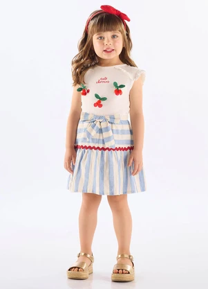 Up Baby - Conjunto com Blusa e Saia Infantil Branco - UP BABY