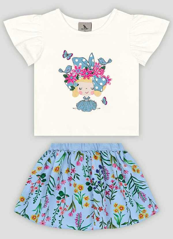 Quimby - Conjunto com Blusa e Saia para Bebê Quimby Branco