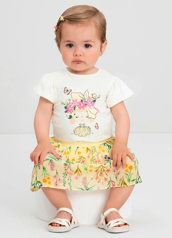Quimby - Conjunto com Blusa e Saia para Bebê Quimby Branco