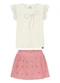 Alakazoo - Conjunto com Blusa e Saia Shorts Plissada Rosa - variação: Rosa
