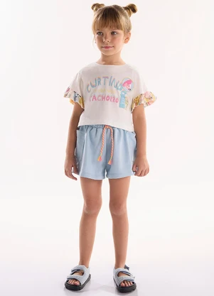 Três e Já - Conjunto com Blusa e Short Bege - TRÊS E JÁ