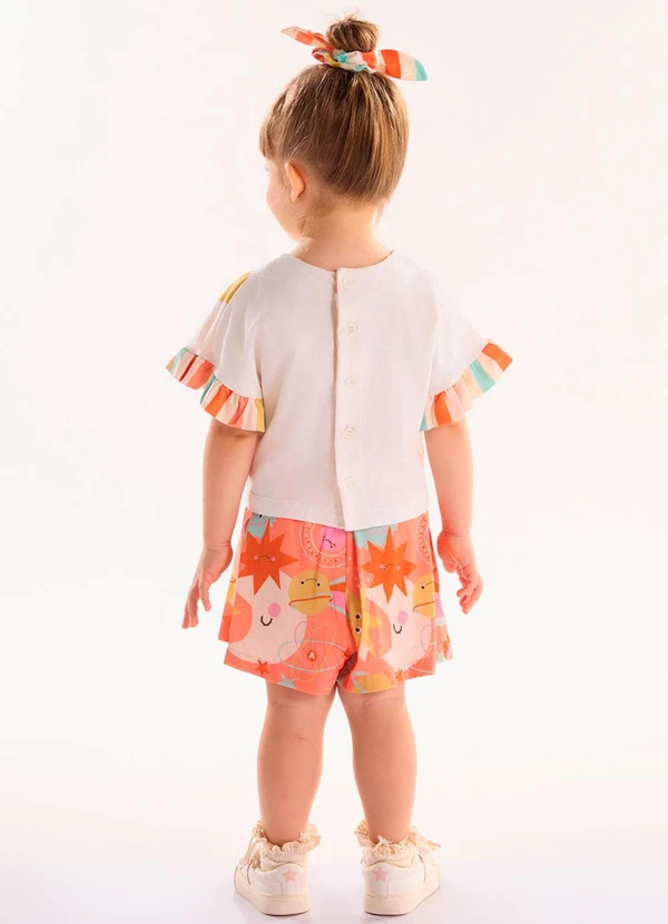 Três e Já - Conjunto com Blusa e Short Bege 2