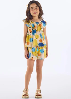 Up Baby - Conjunto com Blusa e Short Infantil Bege - UP BABY