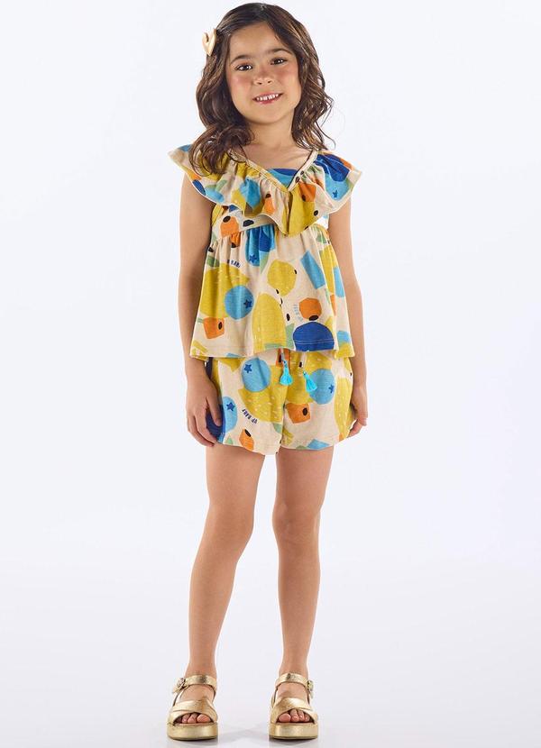 Up Baby - Conjunto com Blusa e Short Infantil Bege