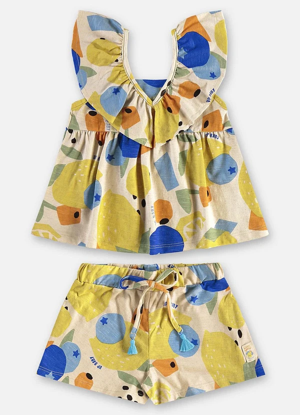 Up Baby - Conjunto com Blusa e Short Infantil Bege 3