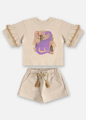 Up Baby - Conjunto com Blusa e Short Infantil Bege - UP BABY