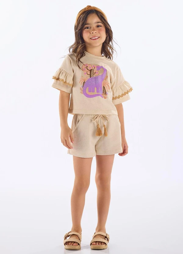 Up Baby - Conjunto com Blusa e Short Infantil Bege
