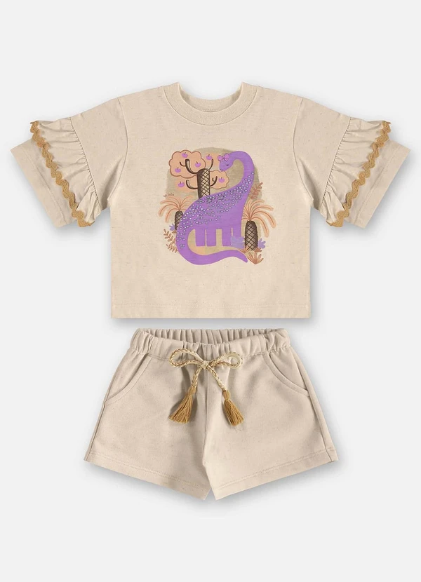 Up Baby - Conjunto com Blusa e Short Infantil Bege 2