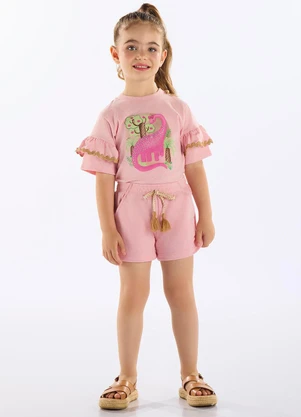 Up Baby - Conjunto com Blusa e Short Infantil Rosa - UP BABY