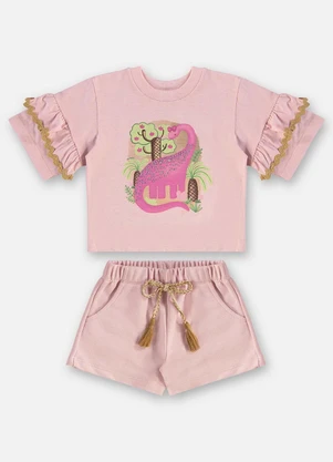 Up Baby - Conjunto com Blusa e Short Infantil Rosa - UP BABY