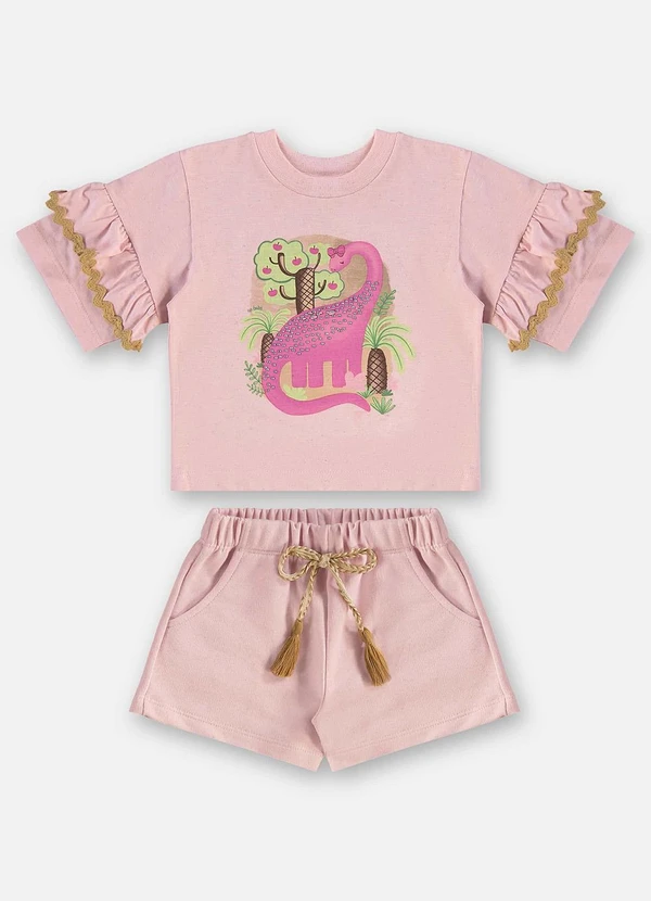 Up Baby - Conjunto com Blusa e Short Infantil Rosa 2