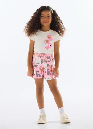 Quimby - Conjunto com Blusa e Short Menina Bege - QUIMBY