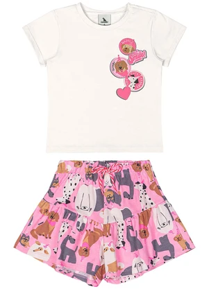 Quimby - Conjunto com Blusa e Short Menina Bege - QUIMBY