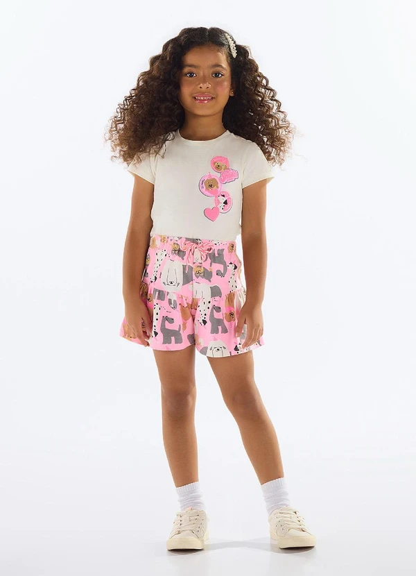 Quimby - Conjunto com Blusa e Short Menina Bege