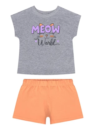 Guloseima - Conjunto com Blusa e Short Menina Cinza - GULOSEIMA