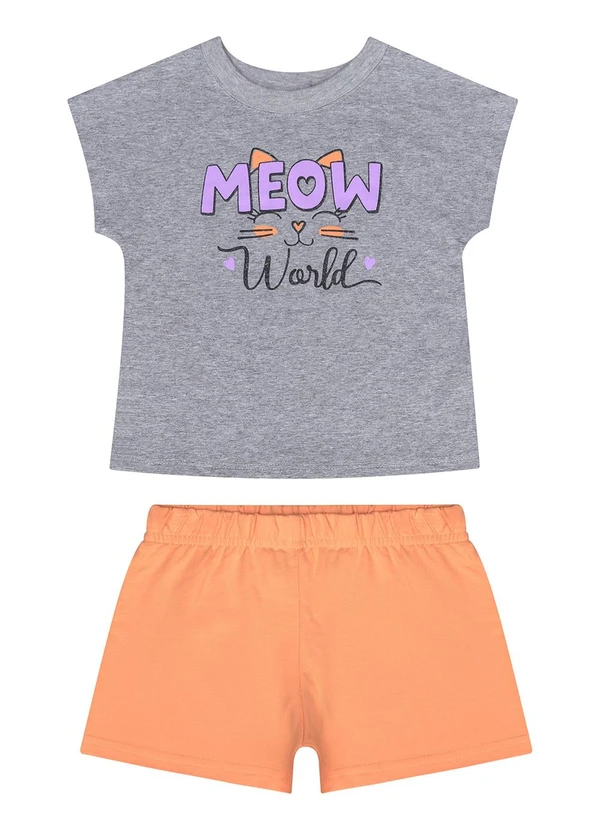 Guloseima - Conjunto com Blusa e Short Menina Cinza