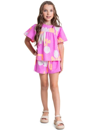 Quimby - Conjunto com Blusa e Short para Menina Roxo - QUIMBY