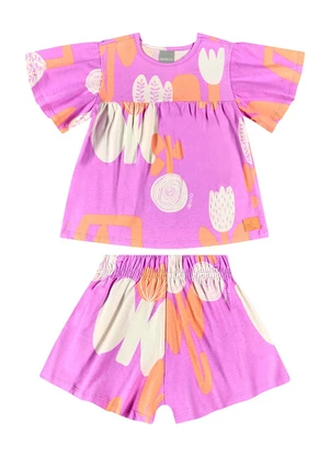 Quimby - Conjunto com Blusa e Short para Menina Roxo - QUIMBY