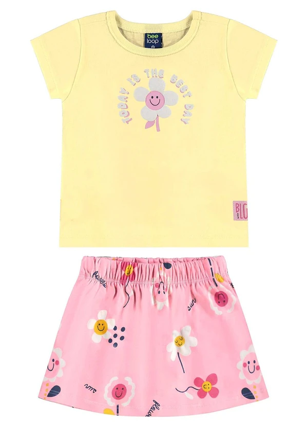 Bee Loop - Conjunto com Blusa e Short-Saia Amarelo