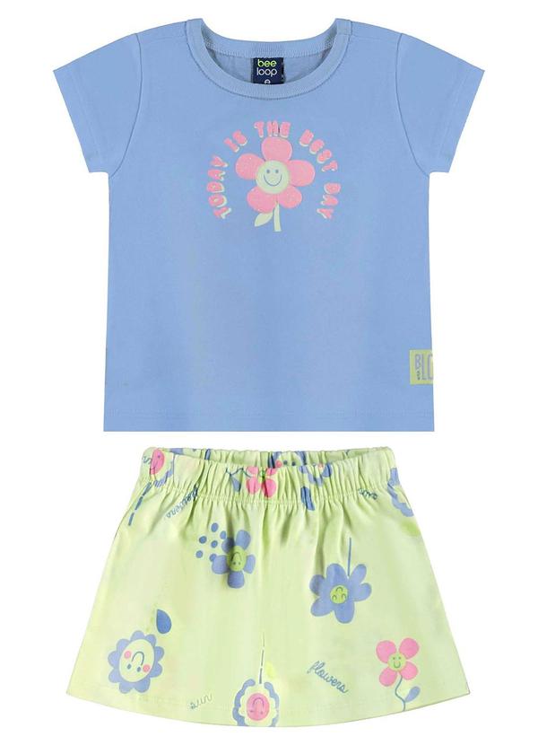 Bee Loop - Conjunto com Blusa e Short-Saia Azul