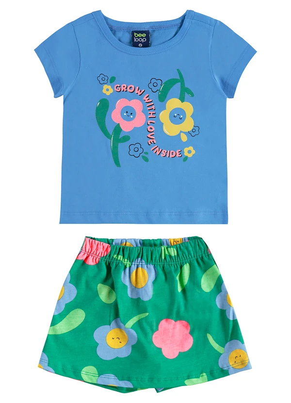 Bee Loop - Conjunto com Blusa e Short-Saia Azul 2