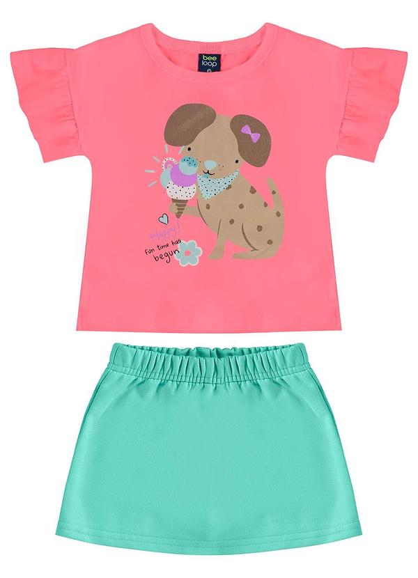 Bee Loop - Conjunto com Blusa e Short-Saia Rosa