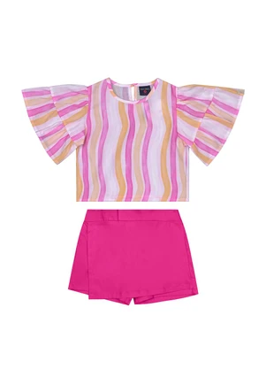 Guloseima - Conjunto com Blusa e Short-Saia Bege - GULOSEIMA