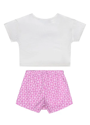 Guloseima - Conjunto com Blusa e Short-Saia Bege - GULOSEIMA