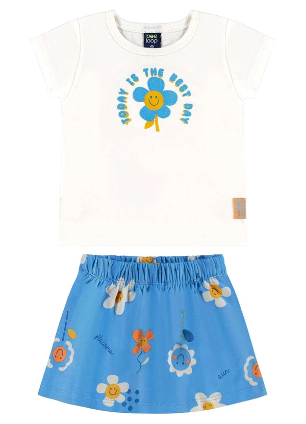 Bee Loop - Conjunto com Blusa e Short-Saia Bege 3