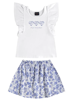 Guloseima - Conjunto com Blusa e Short-Saia Branco - GULOSEIMA