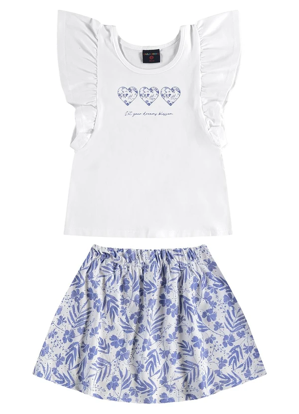 Guloseima - Conjunto com Blusa e Short-Saia Branco