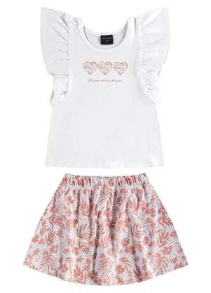 Guloseima - Conjunto com Blusa e Short-Saia Branco - GULOSEIMA