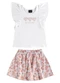 Guloseima - Conjunto com Blusa e Short-Saia Branco - variação: Branco