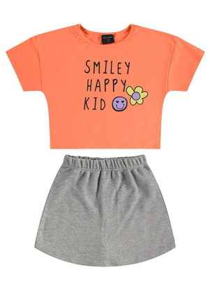 Guloseima - Conjunto com Blusa e Short-Saia Laranja - GULOSEIMA