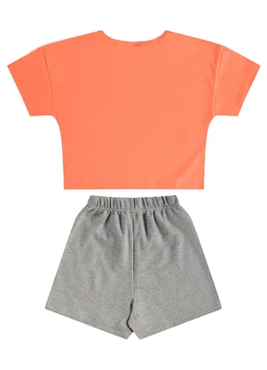 Guloseima - Conjunto com Blusa e Short-Saia Laranja - GULOSEIMA
