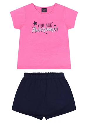 Guloseima - Conjunto com Blusa e Short-Saia Rosa - GULOSEIMA