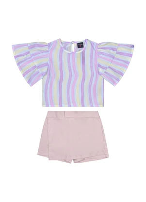 Guloseima - Conjunto com Blusa e Short-Saia Roxo - GULOSEIMA
