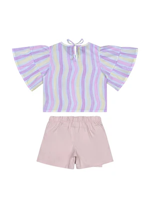 Guloseima - Conjunto com Blusa e Short-Saia Roxo - GULOSEIMA